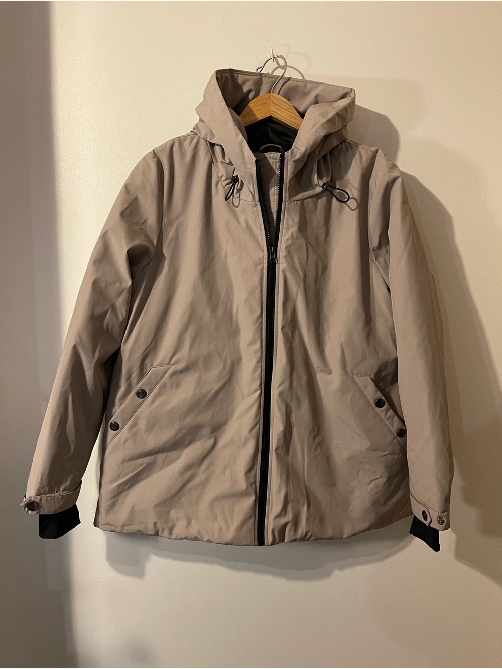 PE M. Beige Khaki Hooded Heavy Winter Coat Insulated Puffer Mens XL